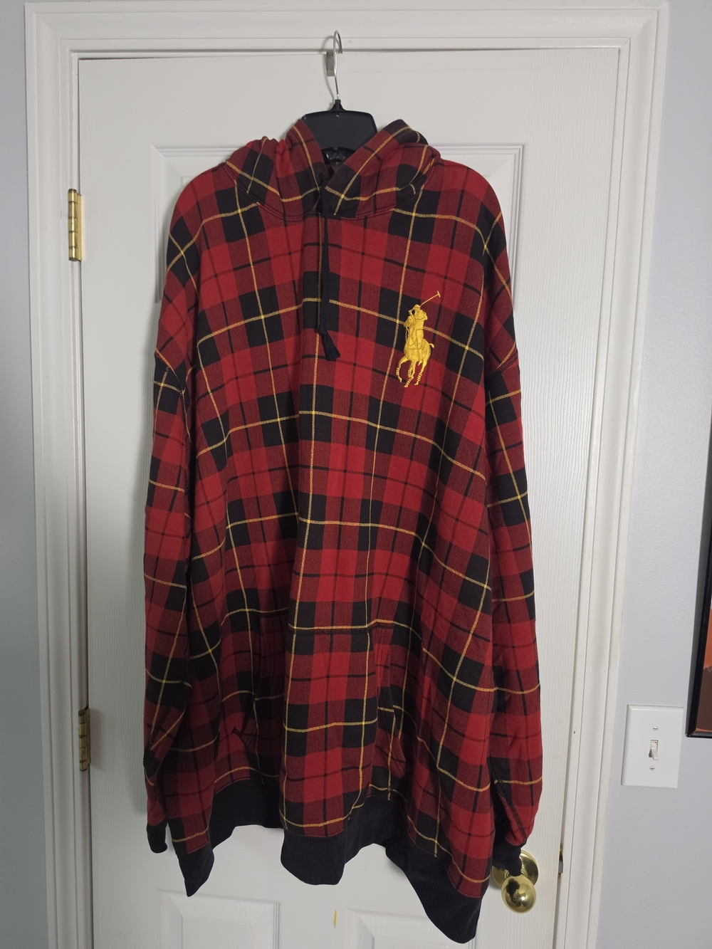 Polo Ralph Lauren Big Pony Plaid Hoodie 4XLT Red Black Big Tall